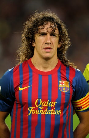 Carles Puyol of FC Barcelona posing before the spanish league match against Osasuna at the Nou Camp Stadium on September 17, 2011 in Barcelona, Spainのeditorial素材