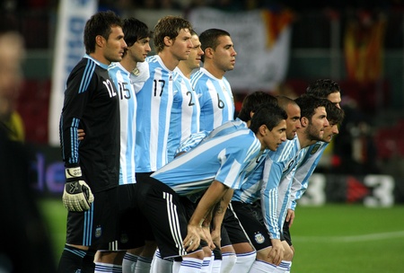 Argentinian players posing befre the friendly match between Catalonia vs Argentina at Camp Nou Stadium in Barcelona, Spain. Dec. 22, 2009のeditorial素材