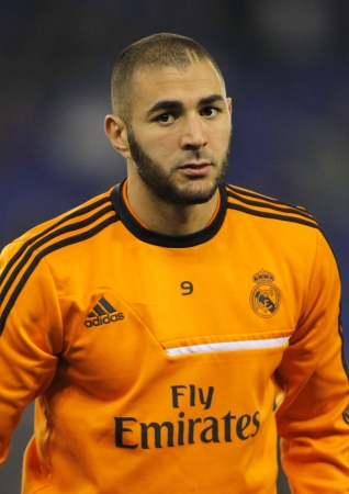 Karim Benzema of Real Madrid during the Spanish League match between Espanyol and Real Madrid at the Estadi Cornella on January 12, 2014 in Barcelona, Spainのeditorial素材