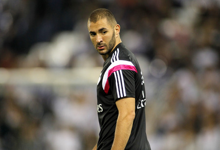 Karim Benzema of Real Madrid before the Spanish Kings Cup match against UE Cornella at the Estadi Cornella on October 29, 2014 in Barcelona, Spainのeditorial素材