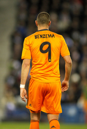 Back of Karim Benzema of Real Madrid during the Spanish Kings Cup match between Espanyol and Real Madrid at the Estadi Cornella on January 21, 2014 in Barcelona, Spainのeditorial素材