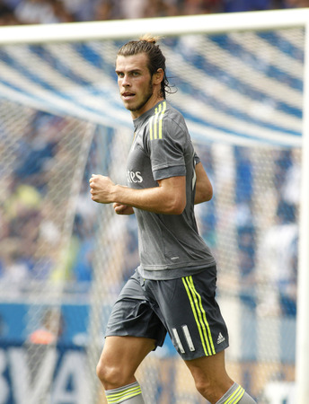 Gareth Bale of Real Madrid during a Spanish League match against RCD Espanyol at the Power8 stadium on September 12 2015 in Barcelona Spainのeditorial素材