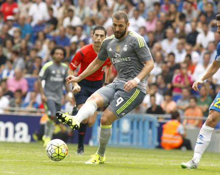 Karim Benzema of Real Madrid during a Spanish League match against RCD Espanyol at the Power8 stadium on September 12 2015 in Barcelona Spainのeditorial素材