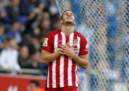 Koke Resurreccion of Atletico Madrid during a Spanish League match against RCD Espanyol at the Power8 stadium on April 9, 2016 in Barcelona, Spainのeditorial素材