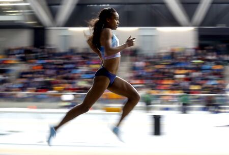 Genzebe Dibaba of Ethiopia in 3000 meters event during Athletics Meeting International of Catalunya Pista Coberta. February 13, 2013 in Sabadell, Barcelona Spainのeditorial素材