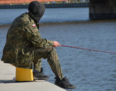 angler on the riverの写真素材