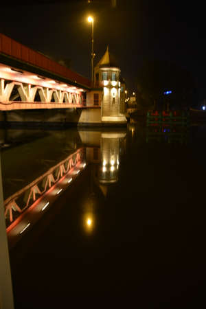 Road bridge at nightのeditorial素材