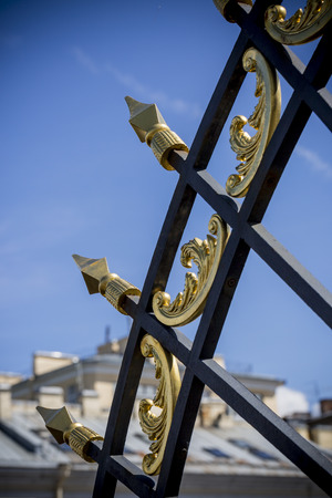 Decorative grille on the fence of the summer garden in St. Petersburg.の写真素材