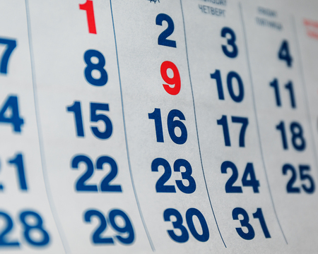 Wall calendar with days of the week.の写真素材