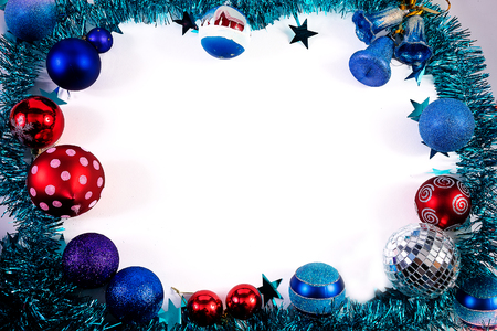 Toys for the new year. Christmas toy. Christmas toy. Toys on the Christmas tree. Christmas lights and candles.の写真素材