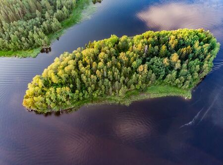 Karelian Islands from above panoramaの写真素材