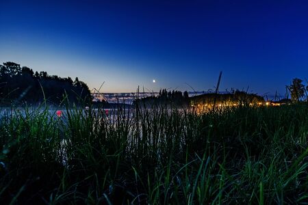 Night landscape on lake Ladoga, Karelia, Russia.の写真素材