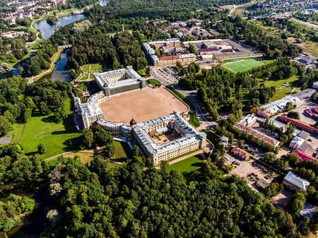 Great Gatchina Palace, the city of Gatchina, Leningrad region. Panorama from height.の写真素材