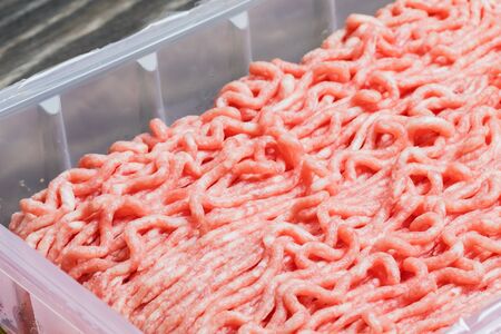 The process of cooking meat cutlets. Production of minced meat.