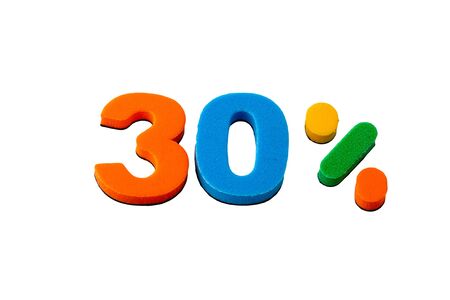 Numbers with the percent sign. The concept of promoting products and services. Sales and discounts, attracting customers.の写真素材