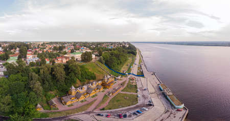 The city of Gorodets, Nizhny Novgorod oblast, Russia. Photo from a high point. Landscape with a view...