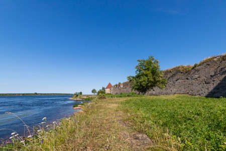 The Oreshek Fortress In Saint Petersburg. Russia. The Castle Nut. Leningrad region. City of Shlisselburg. Neva. An ancient fortress on the island. Summer panorama of the Oreshek fortress. travel to Russia.のeditorial素材