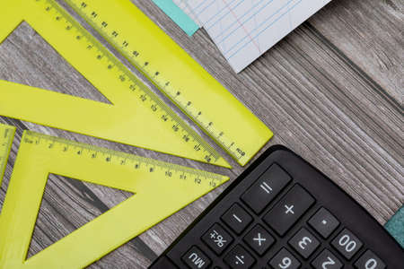 Office supplies or supplies for school and University study on the table. The concept of obtaining knowledge.の写真素材