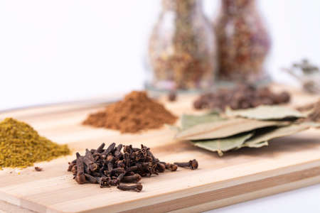 Various seasonings for cooking delicious dishes. The concept of a varied diet.