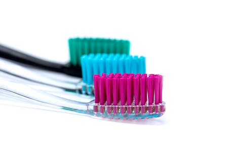 Multi-colored toothbrushes are a favorite trick.の写真素材