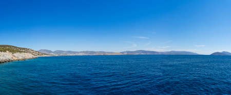 Panoramic landscape photo with a view of the sea and mountains in far Turkey.の写真素材