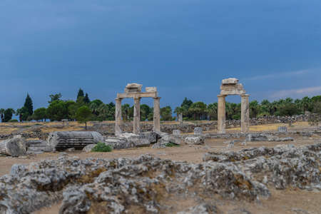 Ruins of the old town in Pamukkale, Turkey.の写真素材