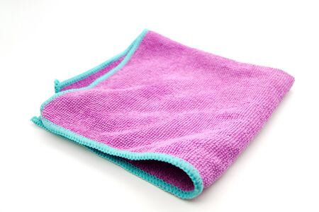 Purple Microfiber Cleaning Cloth Isolated on White Background Top Viewの写真素材