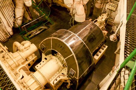 MURMANSK, RUSSIA jun 2019 Interior of the Soviet atomic icebreaker Lenin steam turbineのeditorial素材