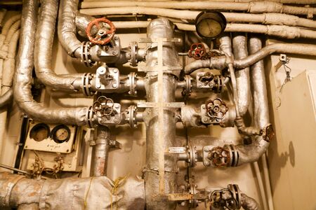 MURMANSK, RUSSIA jun 2019 Interior of the Soviet atomic icebreaker Lenin steam turbineのeditorial素材
