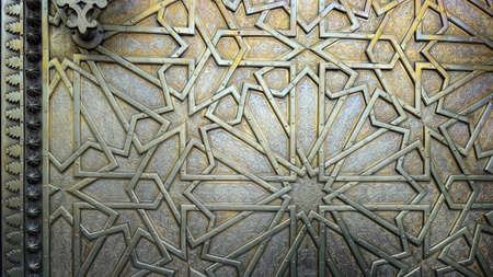 Detail of the golden doors of Dar el Makhzen, Royal Palace in Fes, Morocco