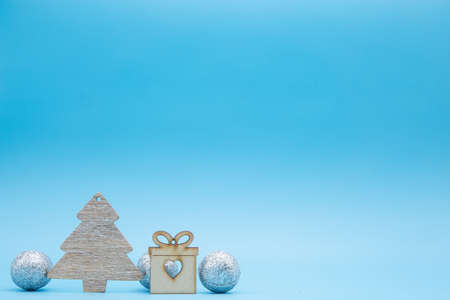Boxes with gifts on a blue cyan background. White notepad. Happy new year. Space for text. Colorful Concept. New Year background. Christmas.の写真素材