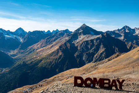 Dombai mountain in autumn, Russia, Karachaevo-Cherkessiya republic, Karachaevsk cityの写真素材
