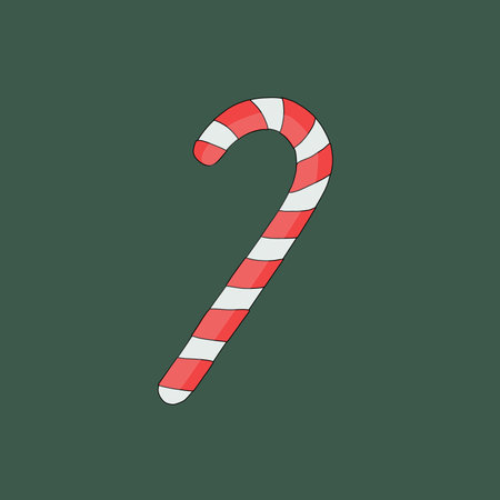 vector cartoon cane christmas candy cane on greenのイラスト素材