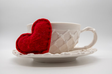 Valentines day red heart . Holidays valentine card with copy space.の写真素材
