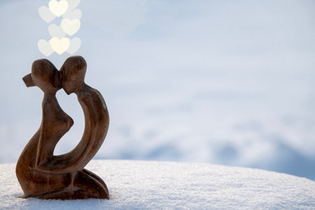Valentines day red heart . Holidays valentine card with copy space.の写真素材