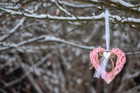 Valentines day red heart Holidays cardの写真素材