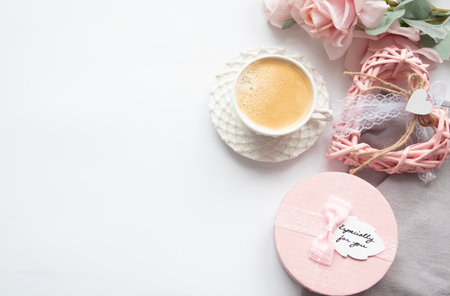 Valentines day red heart Holidays cardの写真素材