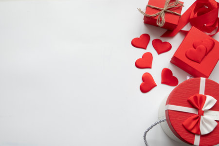 Valentines day red heart Holidays cardの写真素材