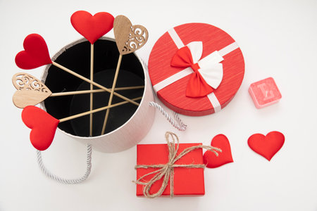 Valentines day red heart Holidays card