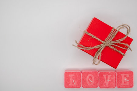 Valentines day red heart Holidays cardの写真素材