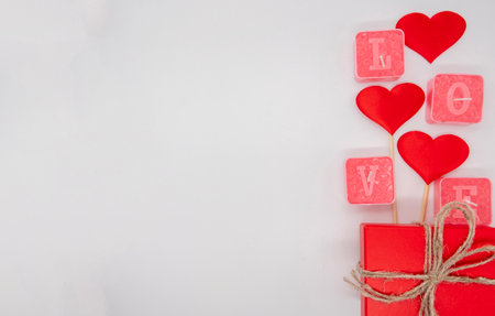 Valentines day red heart Holidays cardの写真素材