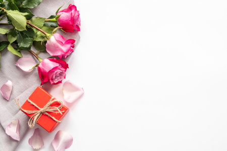 Valentines Day background with hearts and flowerの写真素材