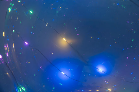Blue Festive Christmas elegant abstract background with bokeh lightsの写真素材