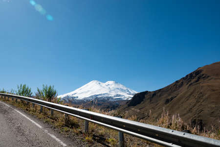 Elbrus And Green Hills At Sunny Summer Day. Elbrus Region, North Caucasusの写真素材