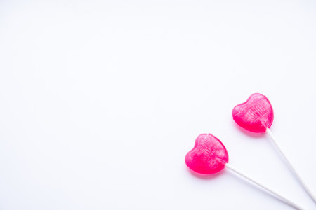 Lollipop on baby white background. Minimal concept. Candy shop series.の写真素材