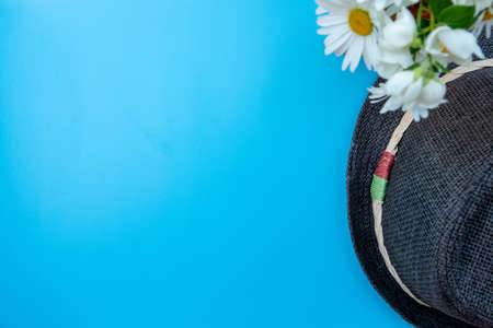 Bouquet of beautiful chamomile flowers on white background, top viewの写真素材