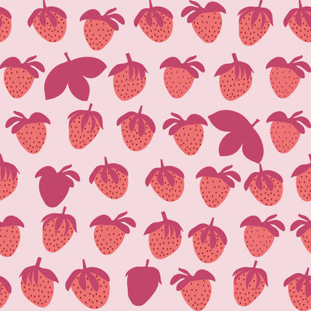 Seamless pattern of abstract watercolor hand drawn beautiful strawberries on pink background.のイラスト素材