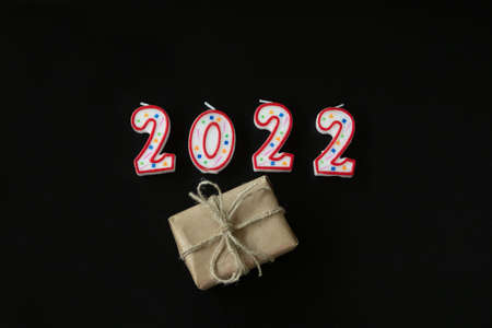 Christmas place setting with ribbon and christmas decorationsの写真素材