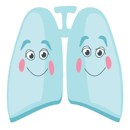 Lung human icon, respiratory system healthy lungs anatomy flat medical organ iconのイラスト素材