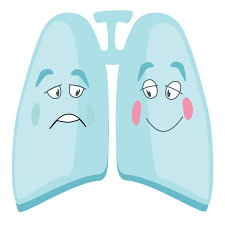 Lung human icon, respiratory system healthy lungs anatomy flat medical organ iconのイラスト素材